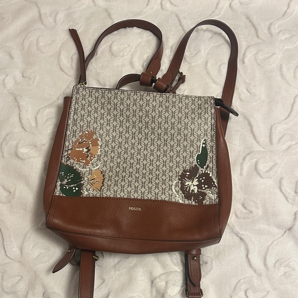 Fossil Handbags - Fossil Tan and Cream Floral Women's Bag